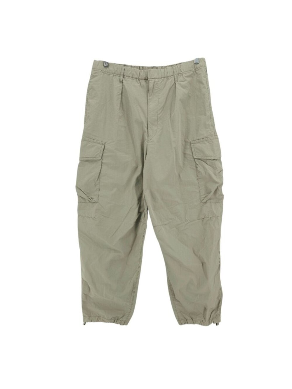 UNIQLO Men's Parachute Cargo Pants Olive Green Wide Leg Relaxed Fit Size LARGE